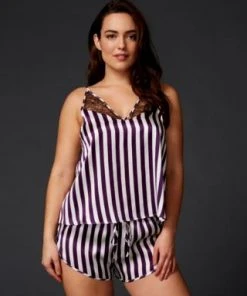 Violet & Wren Berry Stripe Lace Apex Cami Sale