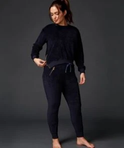 Sundry Velour Zip Pocket Pintuck Pant