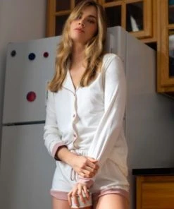 Cosabella Chevron Down Icon Bella Bridal Long Sleeve Top & Boxer Pajama Set