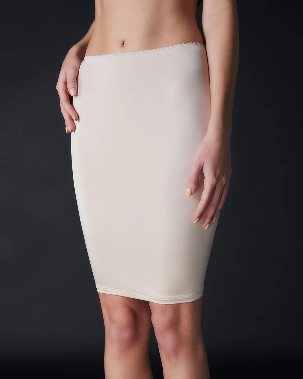 Hanro Chevron Down Icon Satin Deluxe Half Slip Hanro Chevron Down Icon Satin Deluxe Half Slip