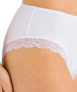 Hanro Cotton Lace Hi Cut Brief