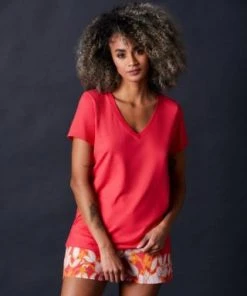 Hanro Chevron Down Icon Short Sleeve V-Neck Shirt 2 Hanro Chevron Down Icon Short Sleeve V-Neck Shirt