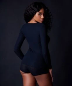 Collezione Privata Fine Rib V Neck Long Sleeve