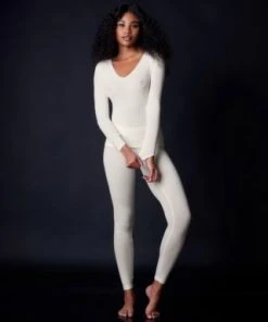 Collezione Privata Fine Rib V Neck Long Sleeve