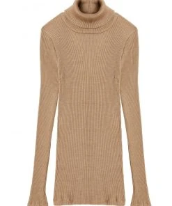 Collezione Privata Sale Wool & Silk Long Sleeve Rib Turtleneck
