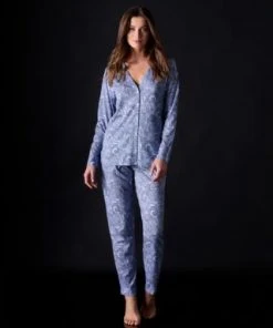 Hanro Jersey Long Sleeve Print Shirt Chevron Down Icon